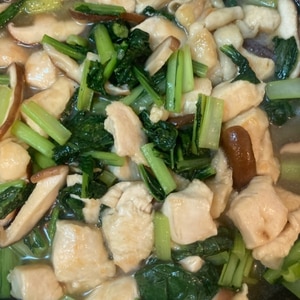 小松菜と鶏むね肉の和風炒め煮